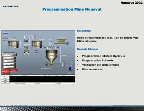 Programmation — interface HMI et poste de travail (Mine Nunavut, 2022)